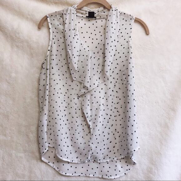 Ann Taylor White And Black Polka Dot Sheer Blouse - Picture 1 of 8